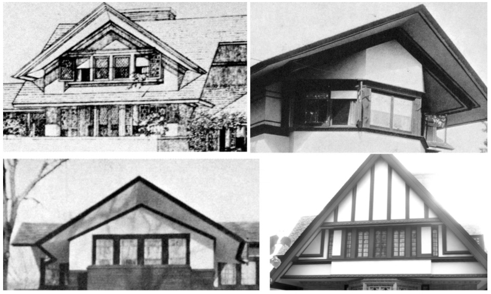 Homes by Wright with large front gables similar to the Tremont House