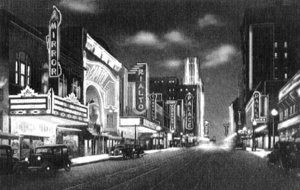 Downtown lights in the Mid-Thirties