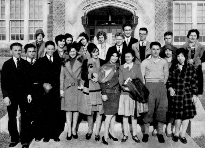 The Woodrow Wilson 1929 French Club. Iola Mitchell is in the white blouse in the center of the back row