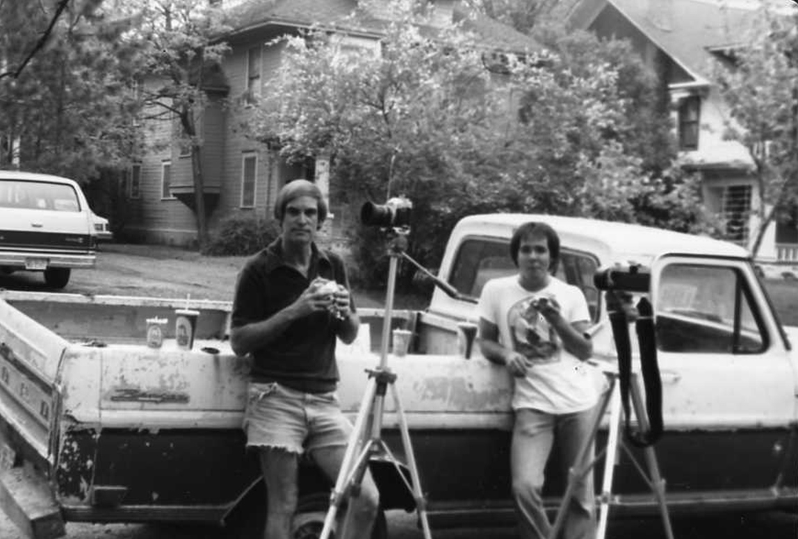 Bill & Cameron on Victor Street with sandwiches my wife Leslie brought us. Summer 1978