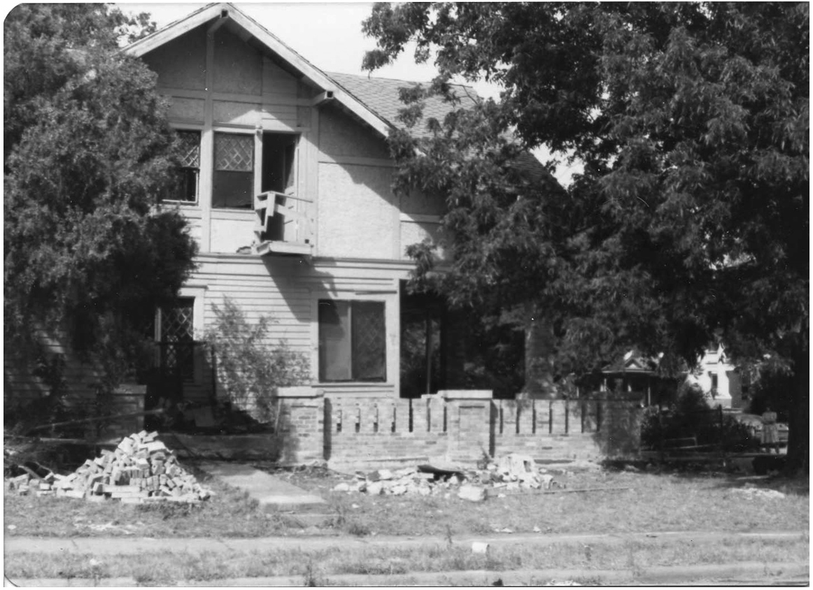 Restoration on the West Side Notice the remaining side walk of 1954 to the west downstairs apartment